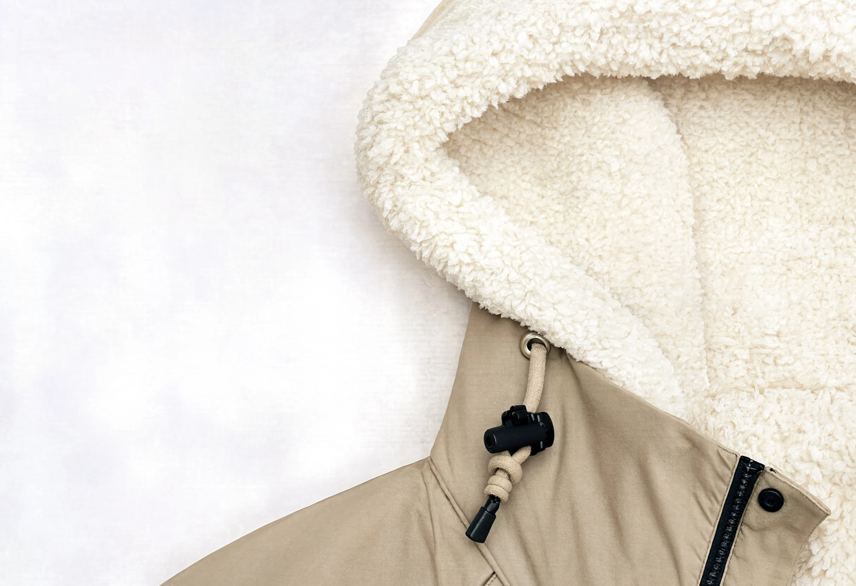 Gros plan sur la capuche et le cordon de serrage d'un manteau d'enfant Image