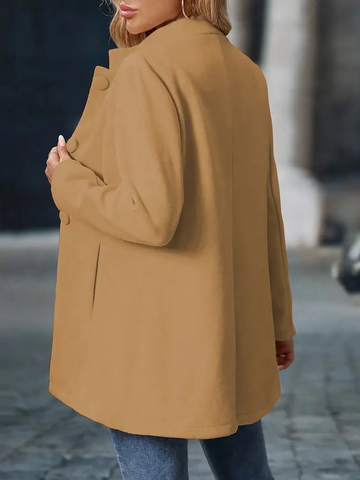 Veste femme longue col montant boutonnée, vue 4 | La Structurée