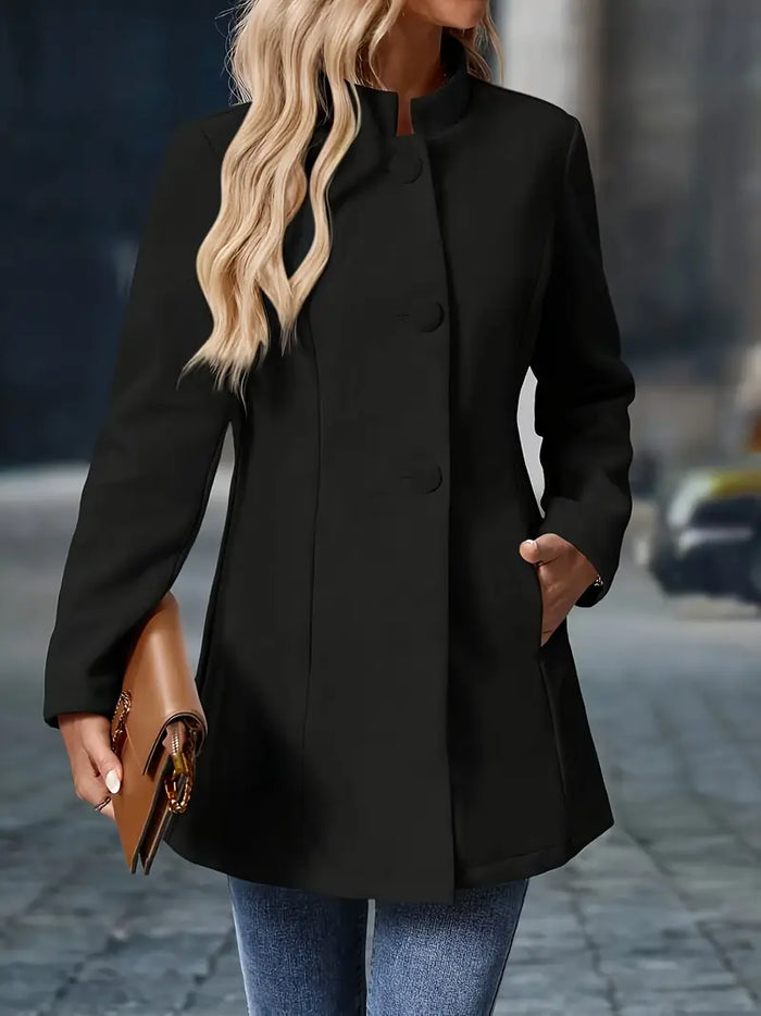 Veste femme longue col montant boutonnée, vue 13 | La Structurée