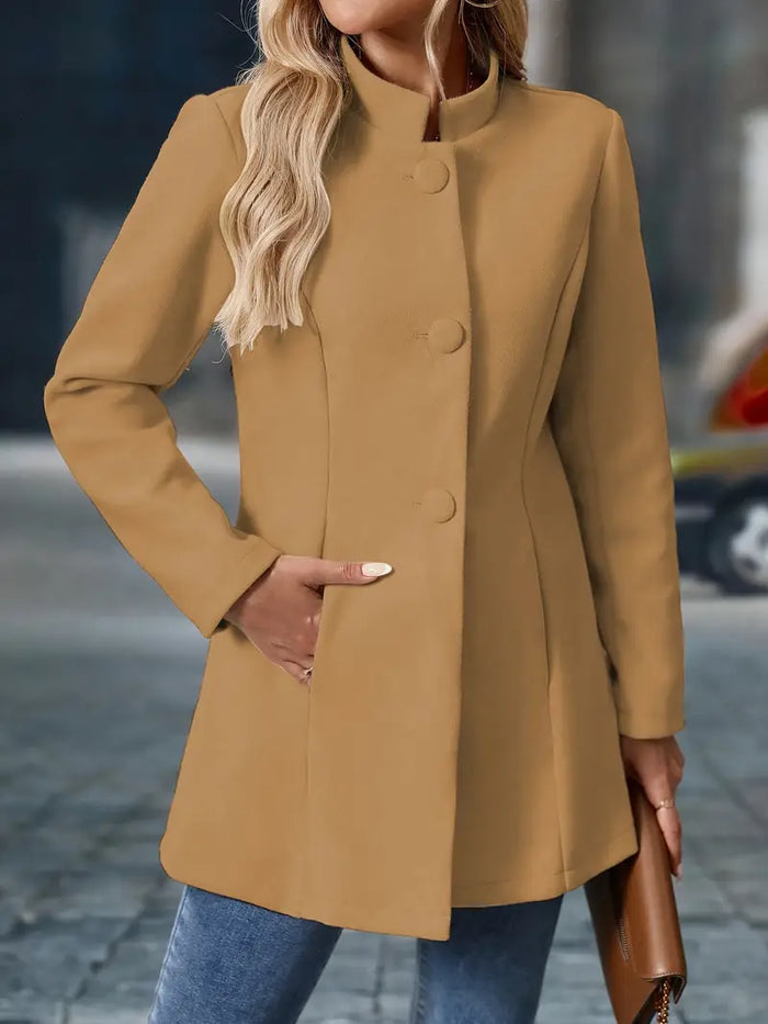 Veste femme longue col montant boutonnée, vue 12 | La Structurée