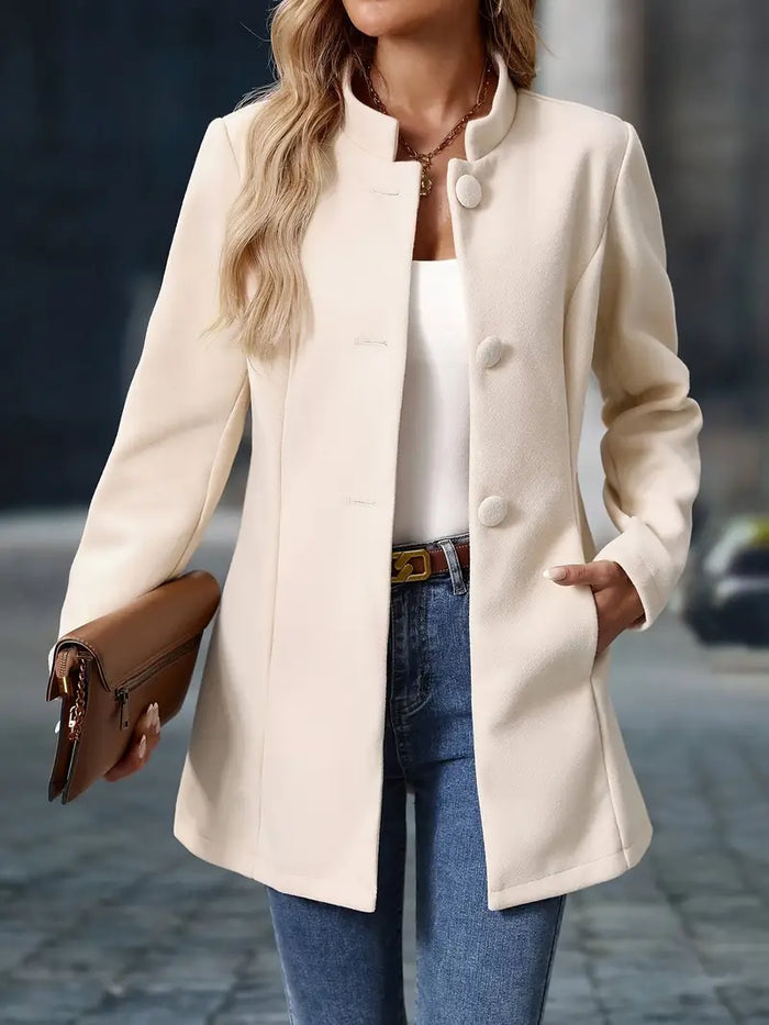 Veste femme longue col montant boutonnée, vue 9 | La Structurée