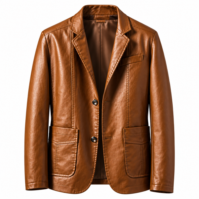 Blazer homme effet cuir cintré, col cranté | Le Smoking