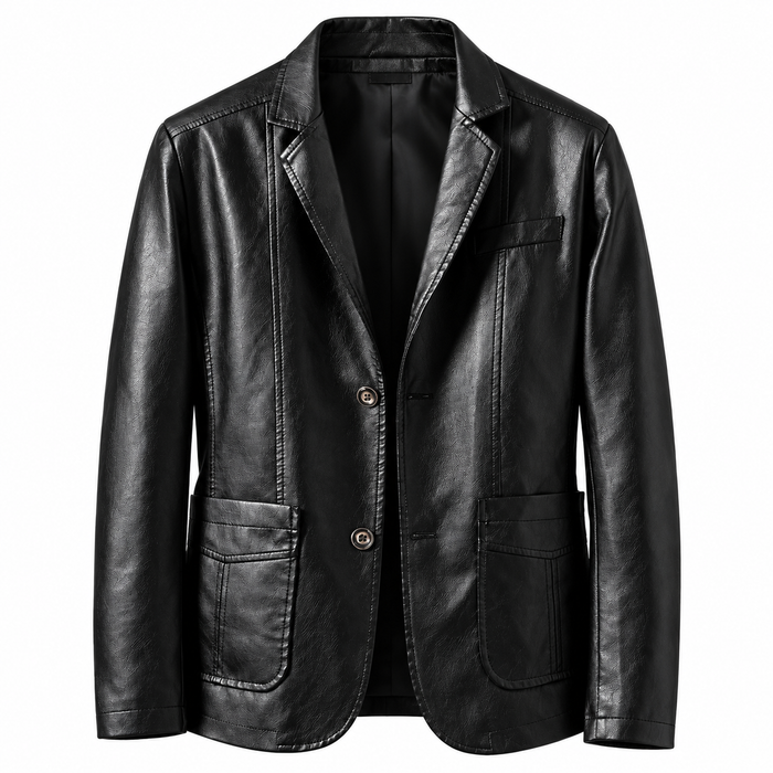Blazer homme effet cuir cintré, col cranté | Le Smoking