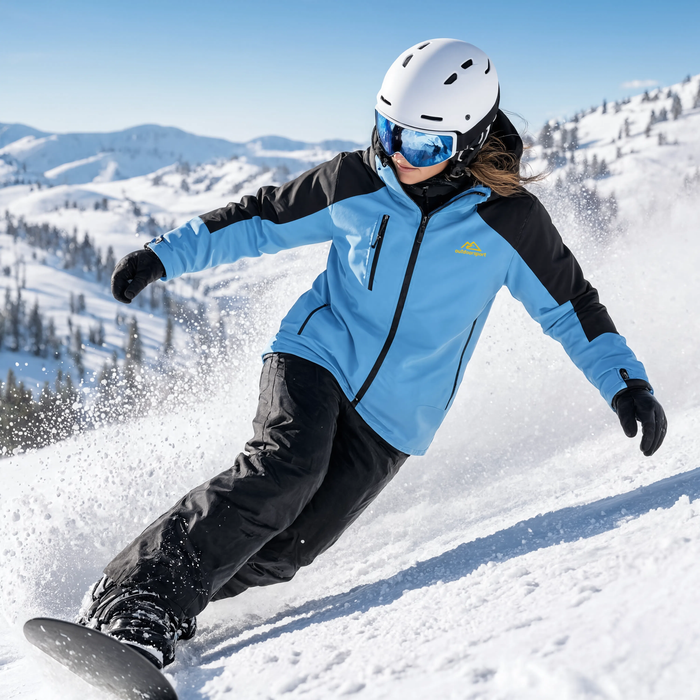 Parka de ski femme La Piste bleue portée en glisse sur la neige