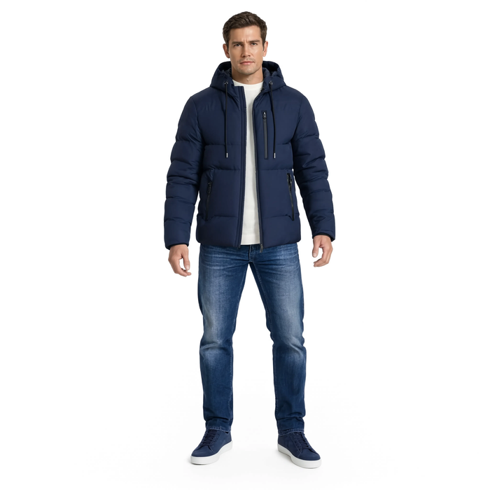 Parka homme matelassée à capuche rembourrage coton | L'Obsidienne
