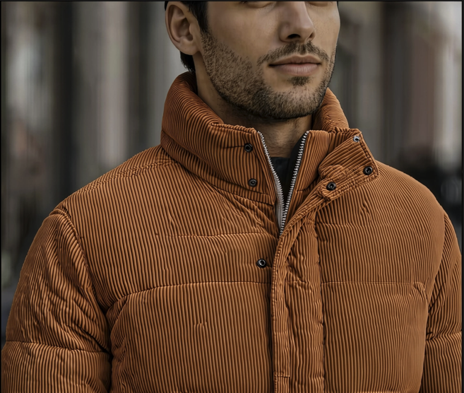 Parka homme matelassée effet velours côtelé | Le Velours