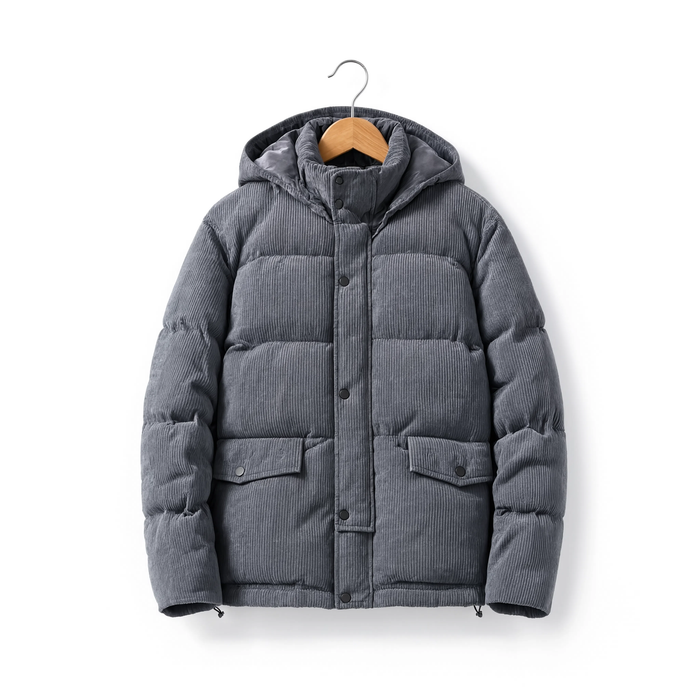 Parka homme matelassée effet velours côtelé | Le Velours