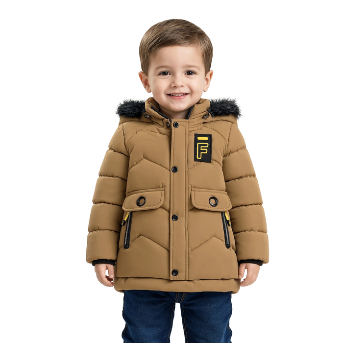 Parka enfant épaisse capuche fausse fourrure | Le Corbeau