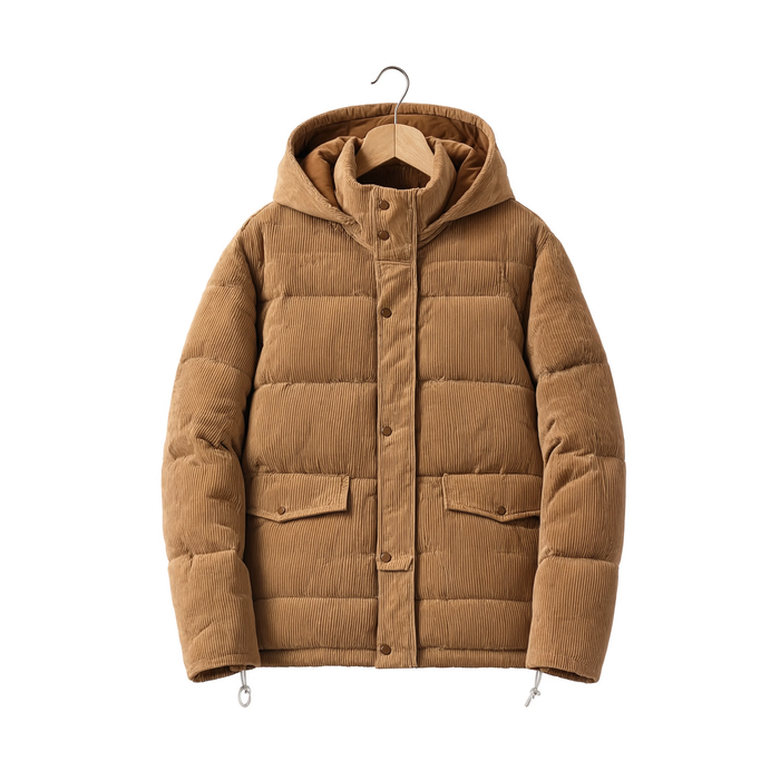 Parka homme matelassée effet velours côtelé | Le Velours