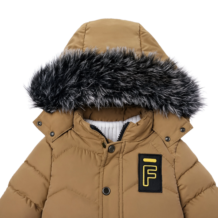 Parka enfant épaisse capuche fausse fourrure | Le Corbeau
