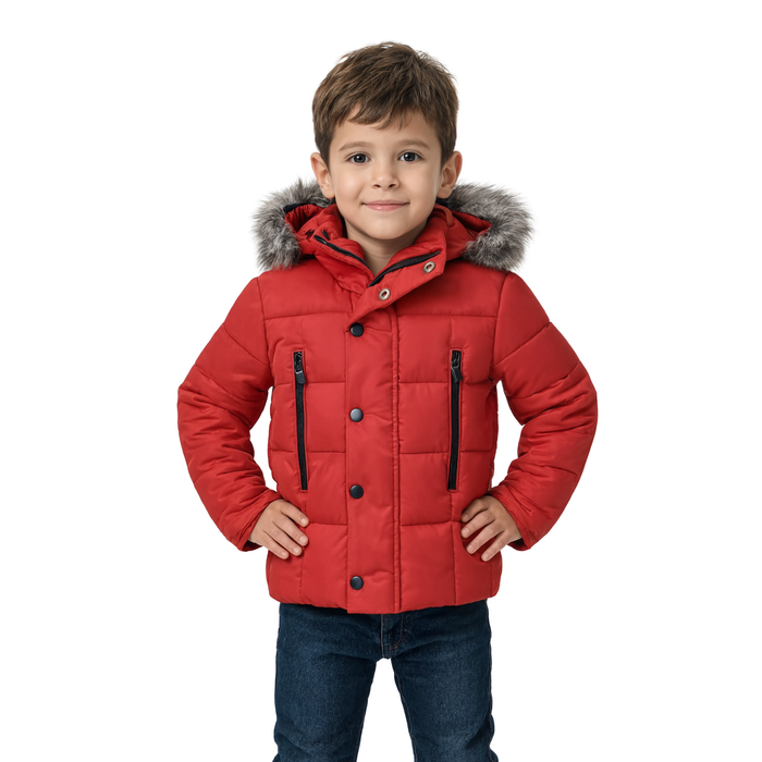 Parka enfant à capuche fourrure synthétique | Le Rouge-Gorge