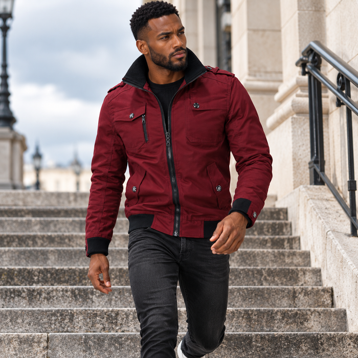 Blouson aviateur homme militaire à épaulettes, poches poitrine | L'Escadrille