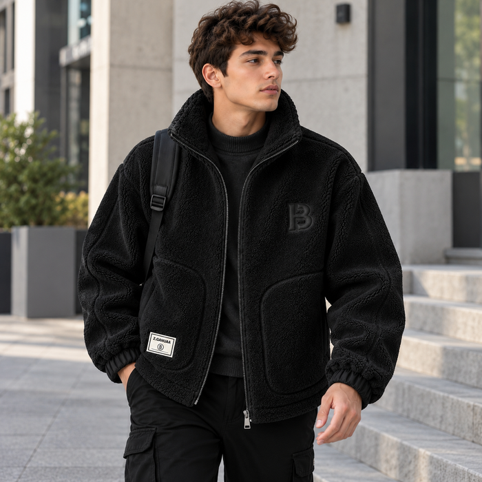 Veste homme en polaire sherpa zippée col montant | Le Mouton Blanc