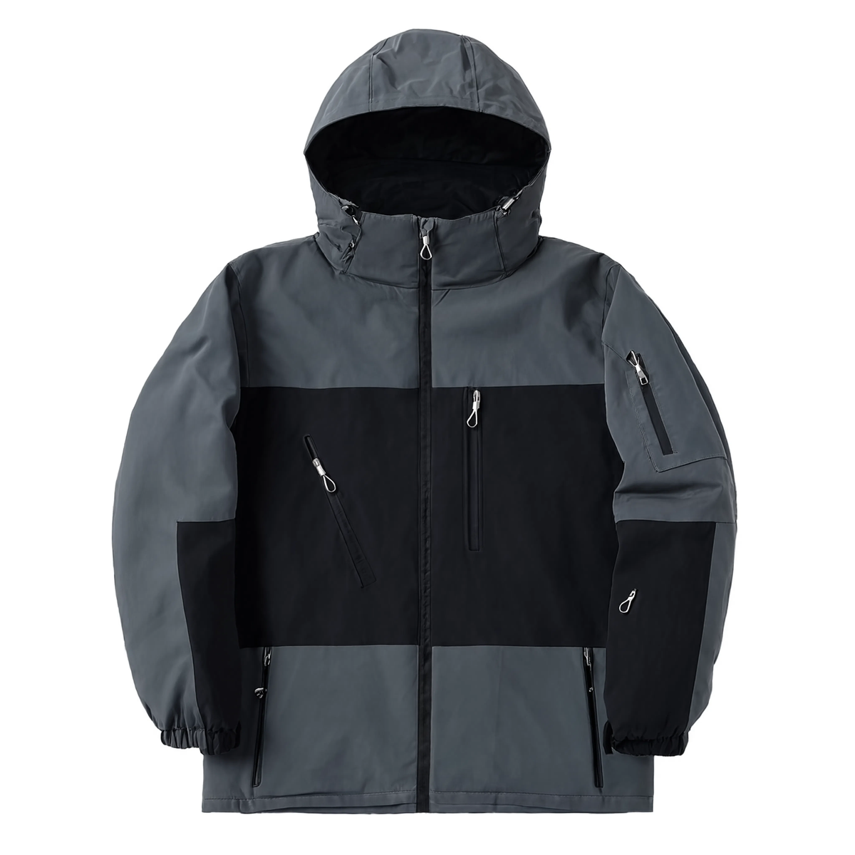 Veste de ski mixte gris anthracite, vue produit sur fond blanc