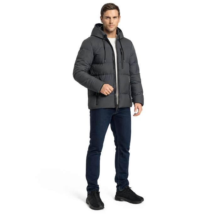 Parka homme matelassée à capuche rembourrage coton | L'Obsidienne