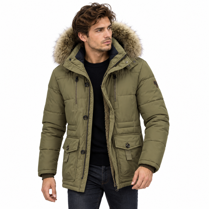 Parka homme matelassée capuche fourrée | Le Rôdeur