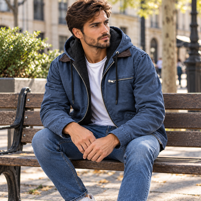 Veste homme effet daim à capuche doublée, coupe ajustée | Le Canyon
