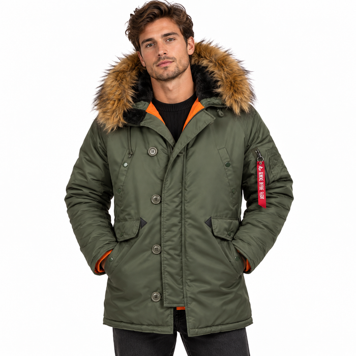 Parka longue homme capuche fausse fourrure amovible | Le Basalte