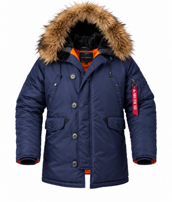 Parka longue homme capuche fausse fourrure amovible | Le Basalte