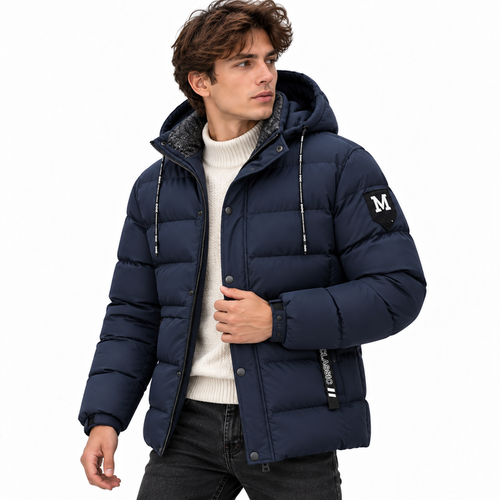 Parka hiver homme matelassée noire coupe-vent | Le Donjon