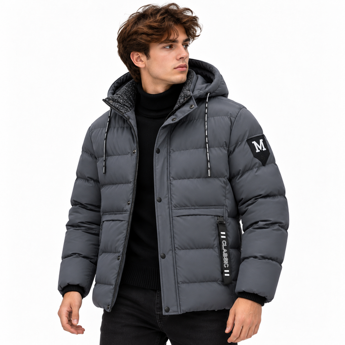Parka hiver homme matelassée noire coupe-vent | Le Donjon