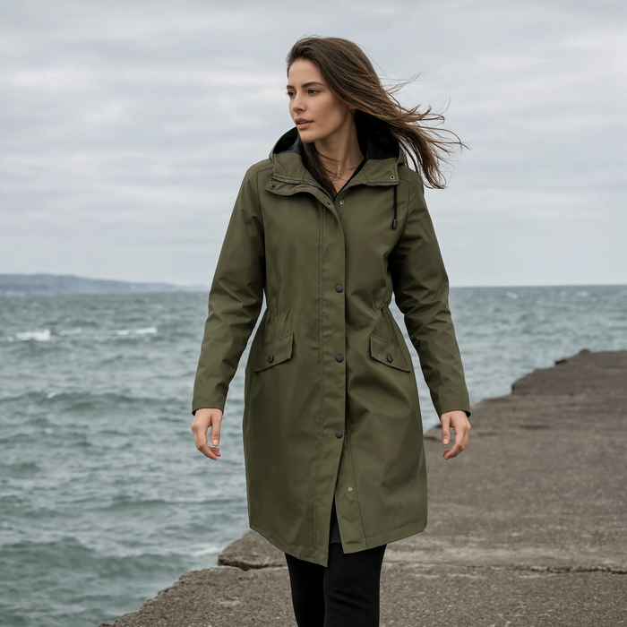 Parka imperméable femme longue à capuche | La Bruine
