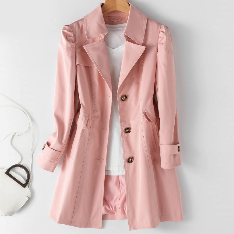 Trench femme mi-long taille coulissée rose, vue 3 | La Véronique