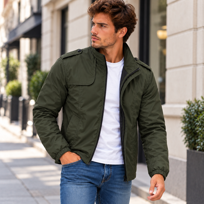 Veste homme légère coupe-vent en coton, col rabattu | Le Printanier