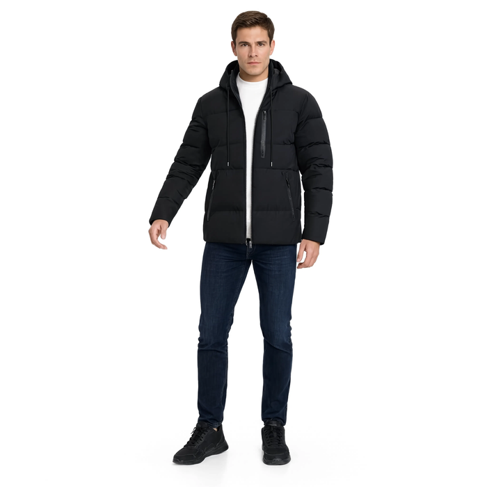 Parka homme matelassée à capuche rembourrage coton | L'Obsidienne