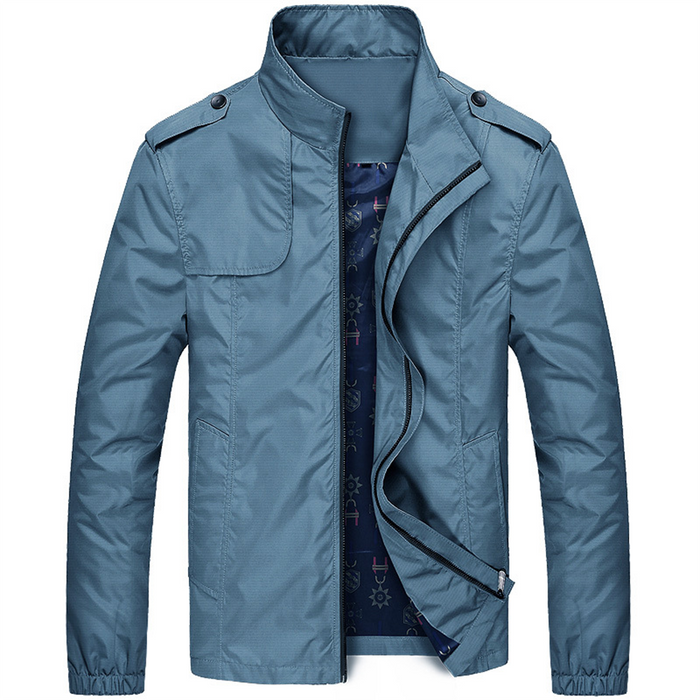 Veste homme légère coupe-vent col rabattu bleu clair, vue 3 | Le Printanier