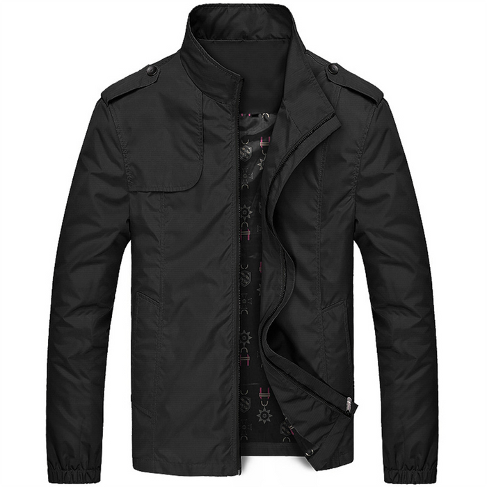 Veste homme légère coupe-vent col rabattu noir, vue 4 | Le Printanier