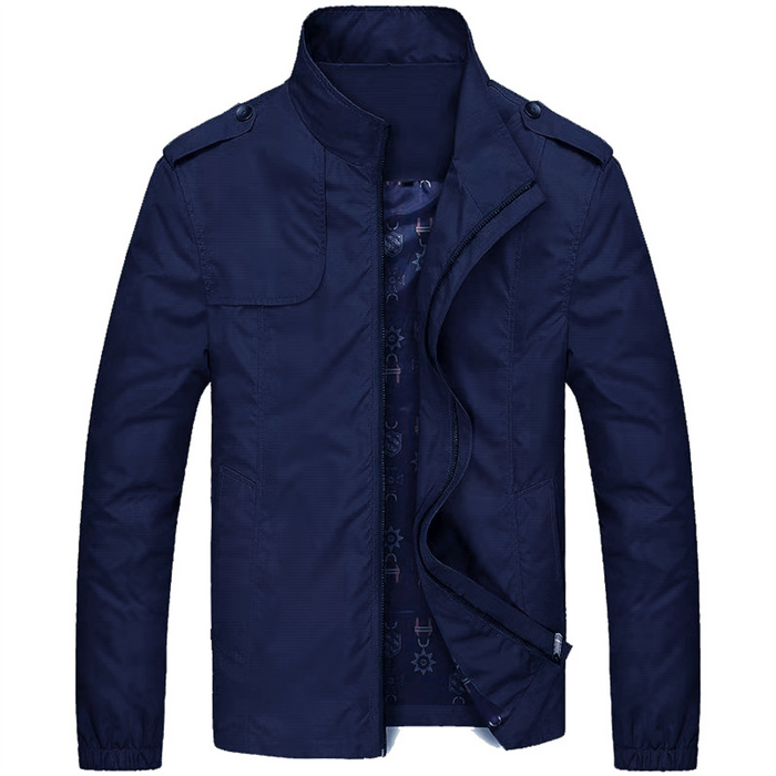 Veste homme légère coupe-vent col rabattu bleu marine, vue 2 | Le Printanier