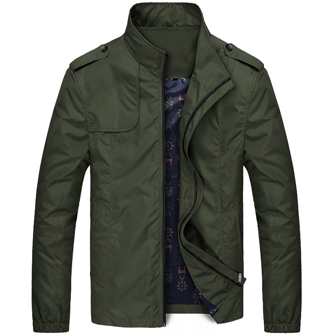 Veste homme légère coupe-vent col rabattu vert, vue 5 | Le Printanier