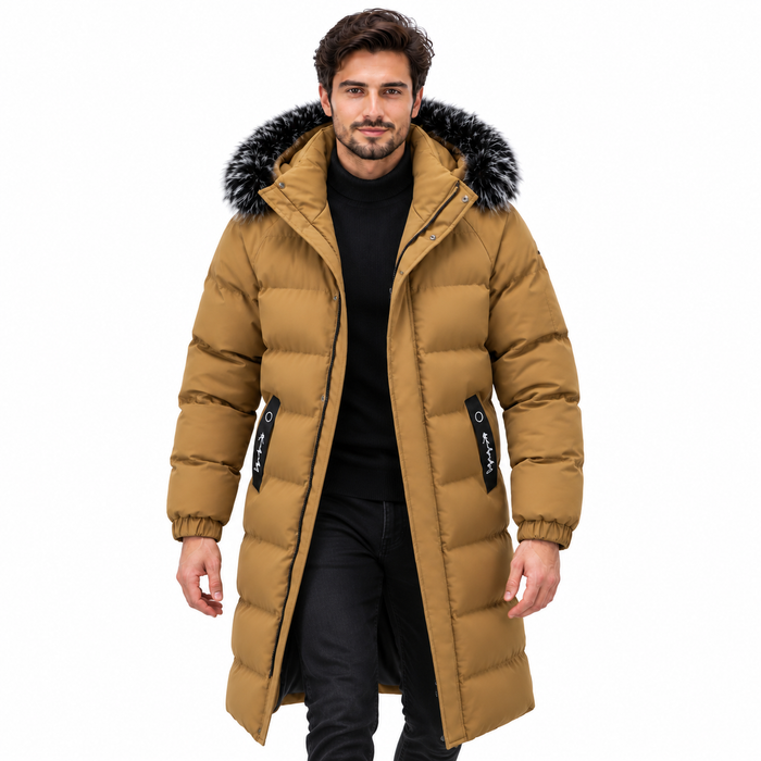 Parka homme matelassée beige à capuche amovible | Le Grès