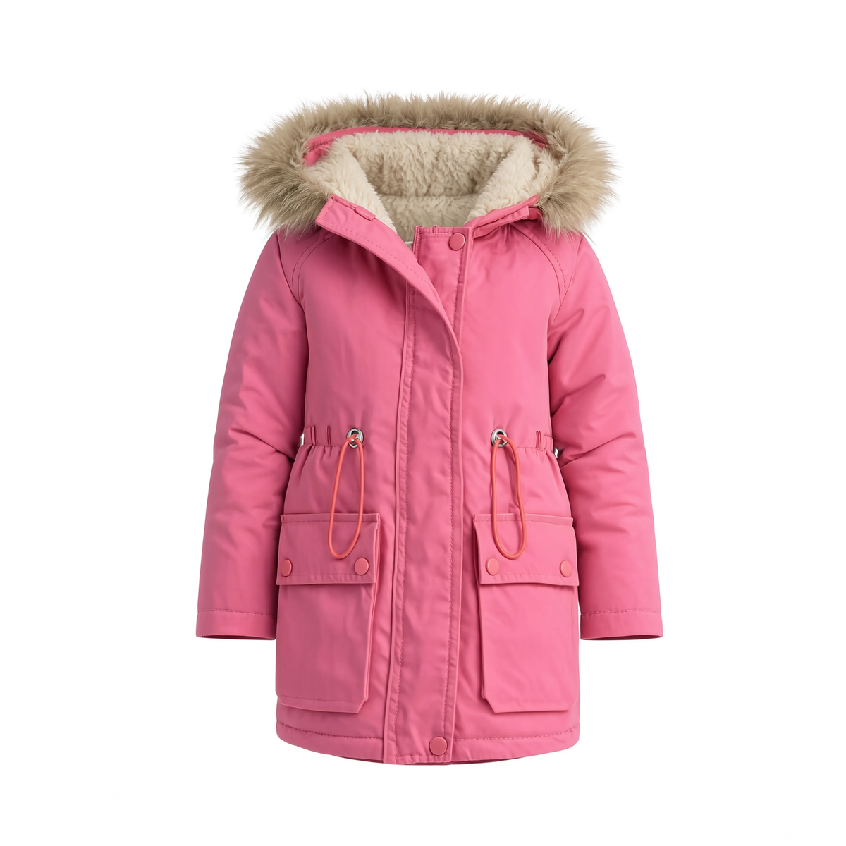 Parka fille rose rembourrage duvet de canard | La Guimauve