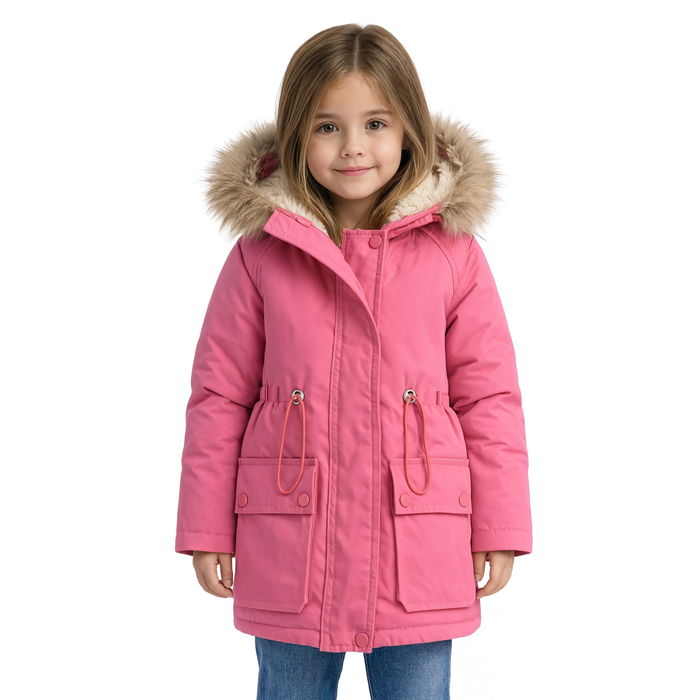 Parka fille rose rembourrage duvet de canard | La Guimauve