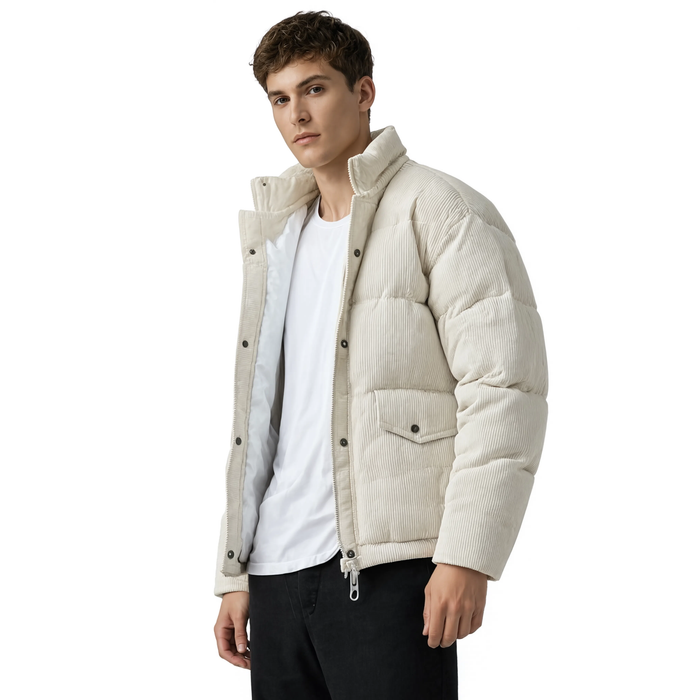 Parka homme matelassée effet velours côtelé | Le Velours