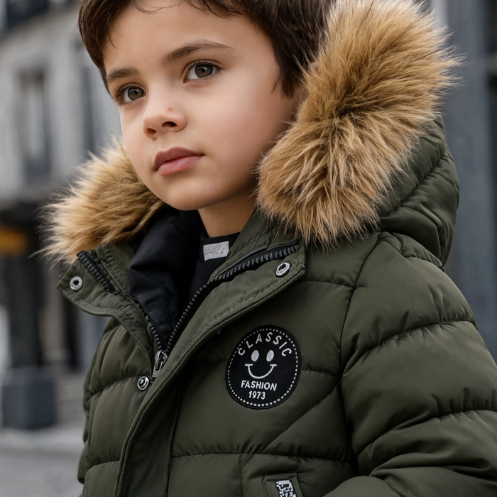 Parka enfant chaude capuche fausse fourrure | Le Renardeau