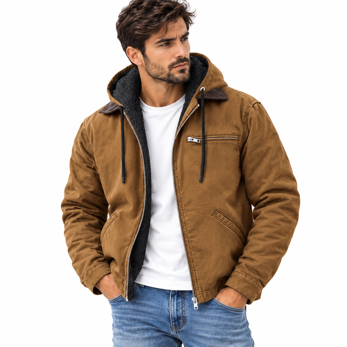 Veste homme effet daim à capuche doublée, coupe ajustée | Le Canyon