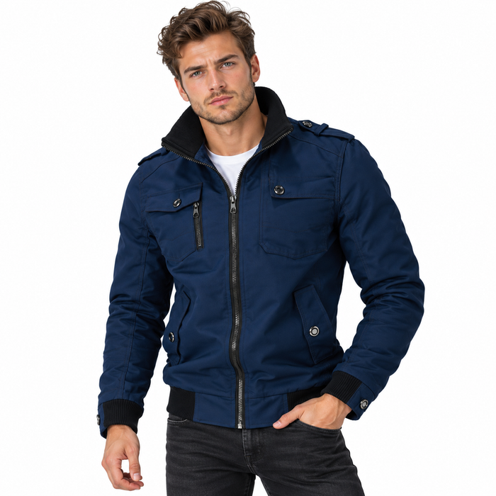 Blouson aviateur homme militaire à épaulettes, poches poitrine | L'Escadrille