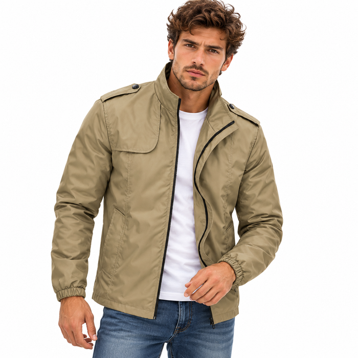 Veste homme légère coupe-vent en coton, col rabattu | Le Printanier