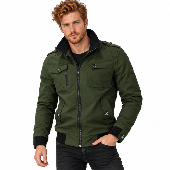 Blouson aviateur homme militaire à épaulettes, poches poitrine | L'Escadrille