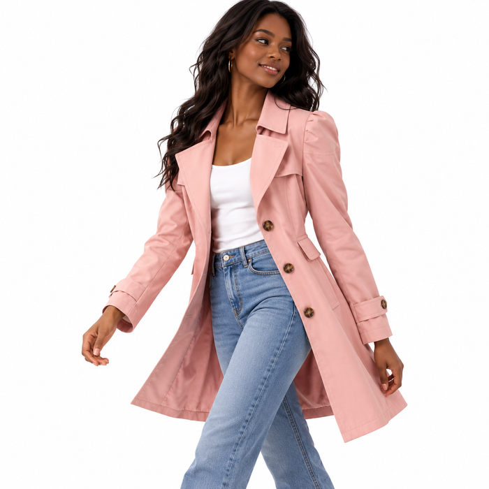 Trench femme mi-long à taille coulissée, col à revers | La Véronique
