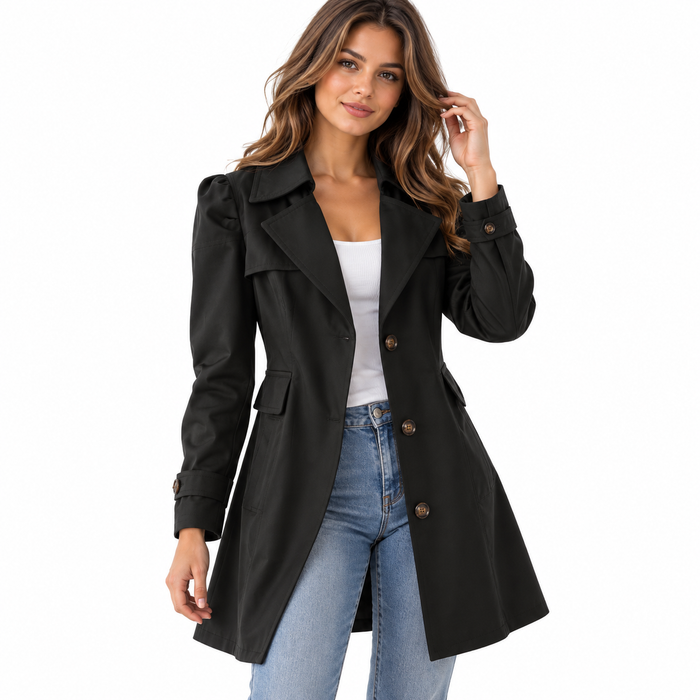 Trench femme mi-long à taille coulissée, col à revers | La Véronique