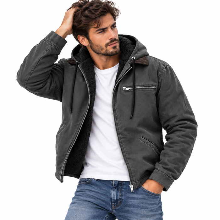 Veste homme effet daim à capuche doublée, coupe ajustée | Le Canyon