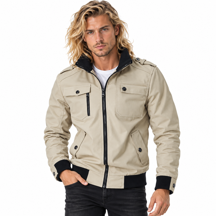 Blouson aviateur homme militaire à épaulettes, poches poitrine | L'Escadrille
