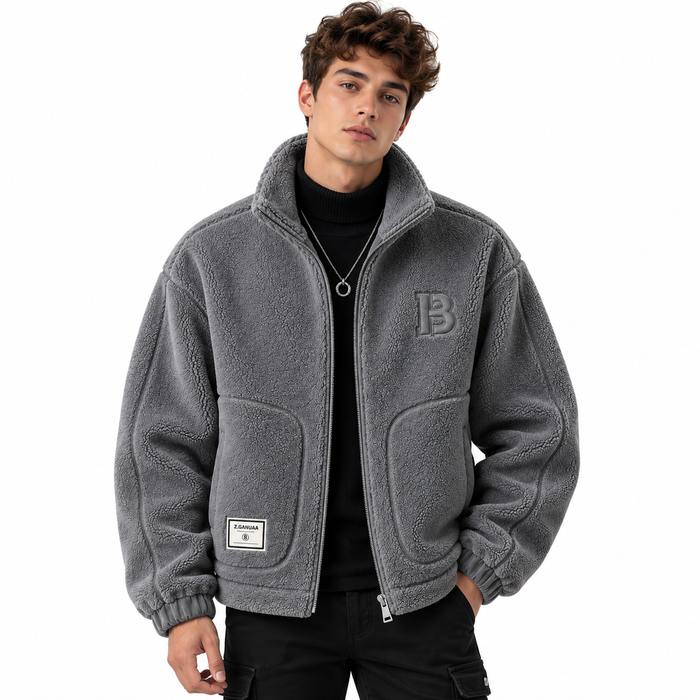 Veste homme en polaire sherpa zippée col montant | Le Mouton Blanc