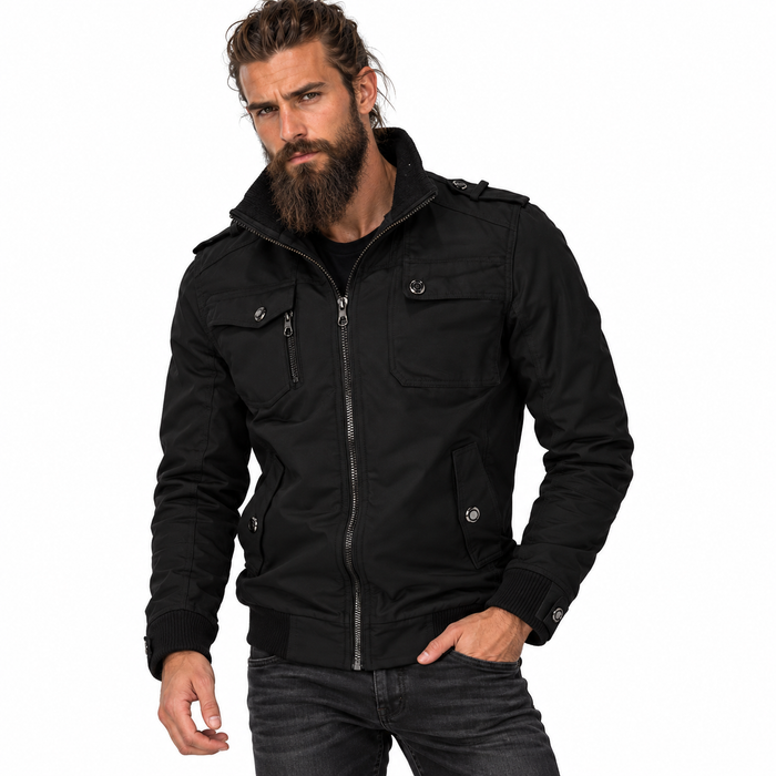 Blouson aviateur homme militaire à épaulettes, poches poitrine | L'Escadrille