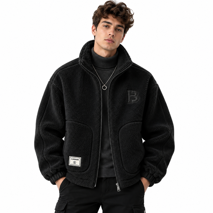 Veste homme en polaire sherpa zippée col montant | Le Mouton Blanc