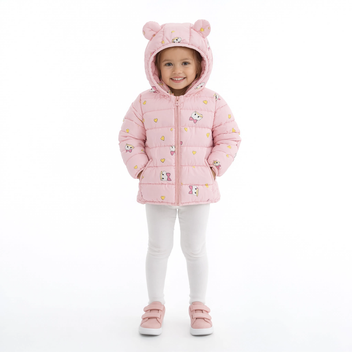 Enfant portant la parka légère rose à motif licorne Le Nuage